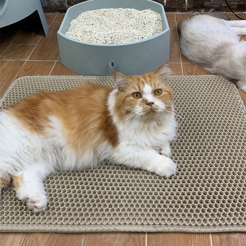 베이지 고양이 모래매트 방수 애완 동물 벌집