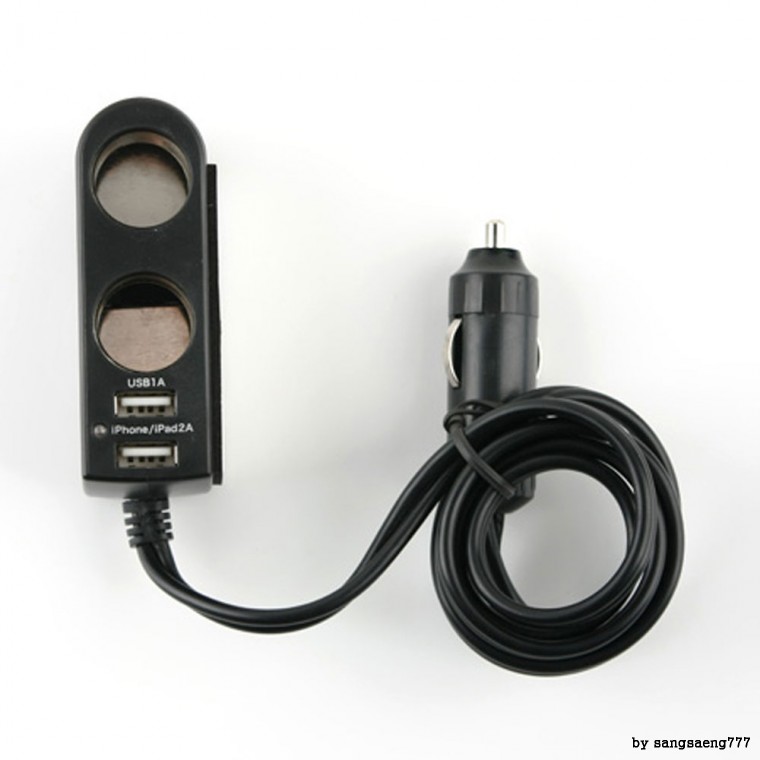 Coms 차량용 시가 소켓 2구 USB 2포트 케이블
