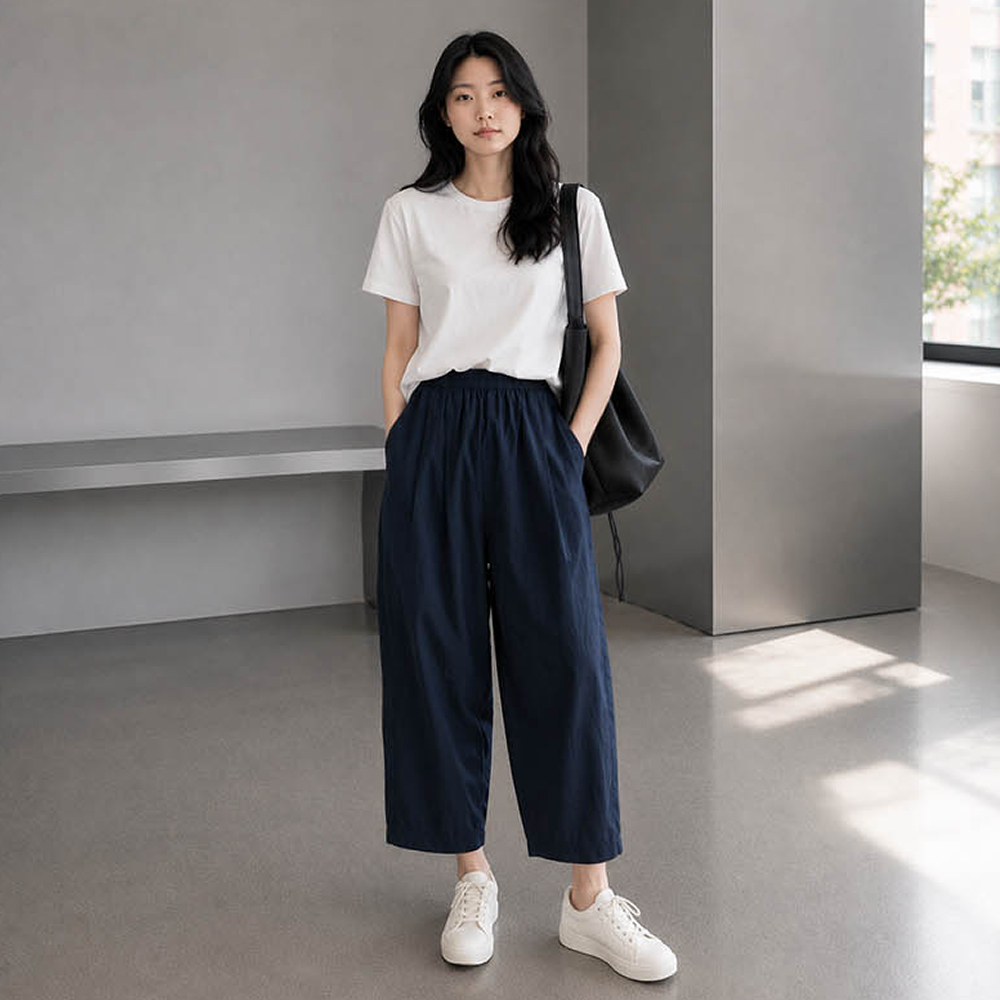 데일리 와이드팬츠 가볍고 시원한 레이온 소재 여성 통바지 대표 이미지