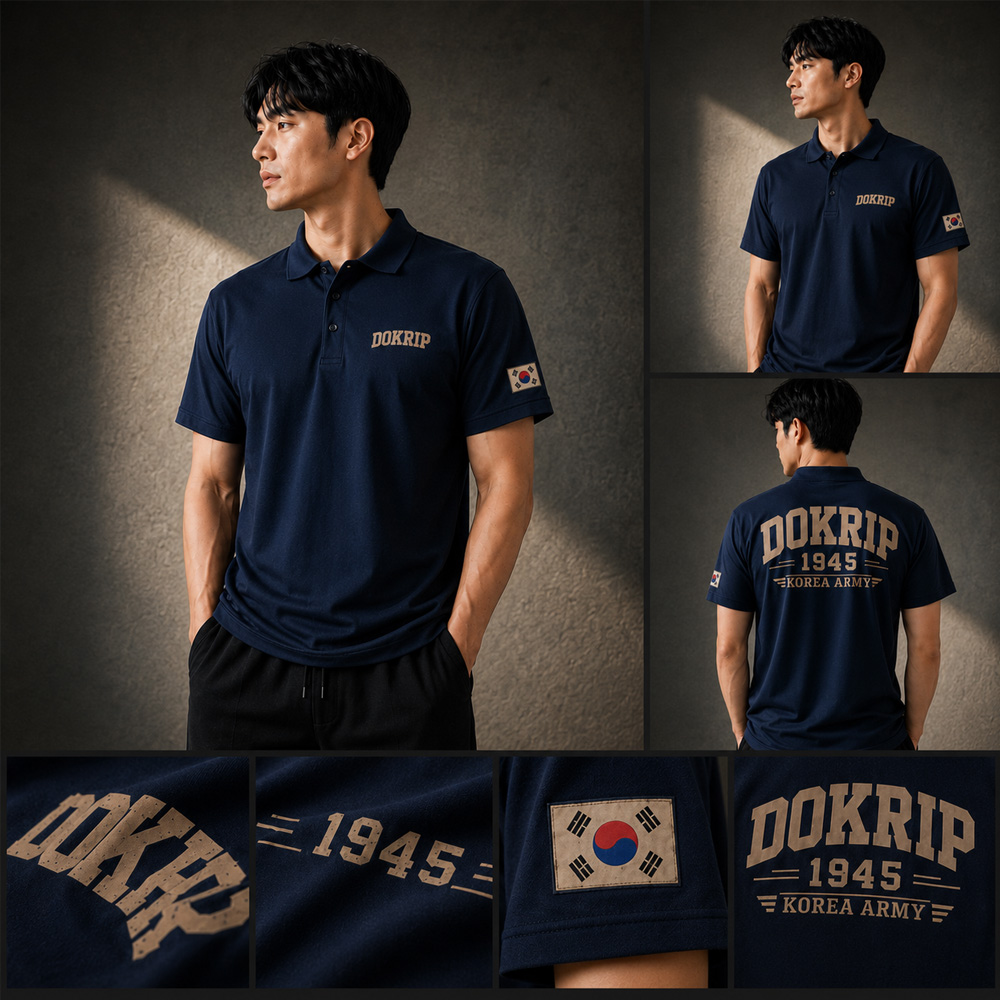 쿨론 카라 DOKRIP 1945 빈티지 반팔 티셔츠 남녀공용 이미지 4