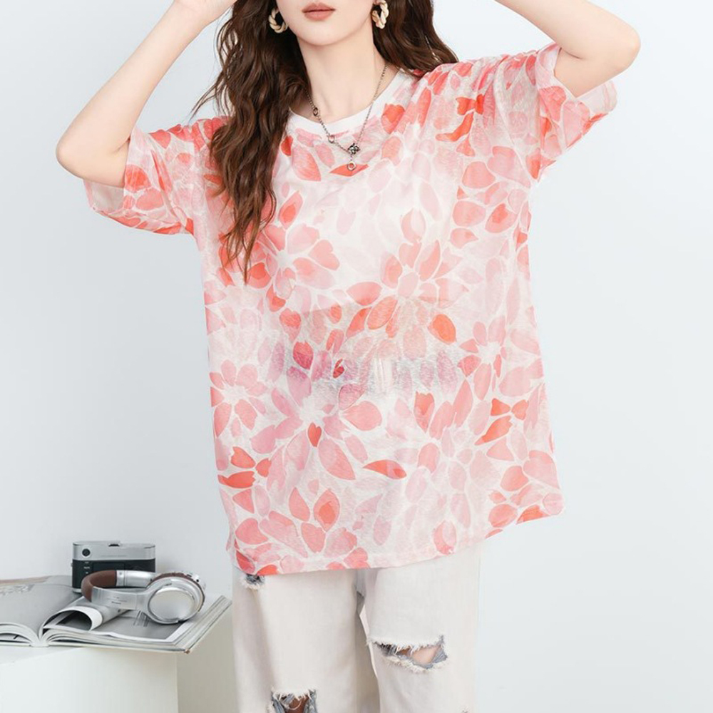 F007743_핑크나염 냉감 스판 라운드티셔츠 시원한여름티 이미지 2