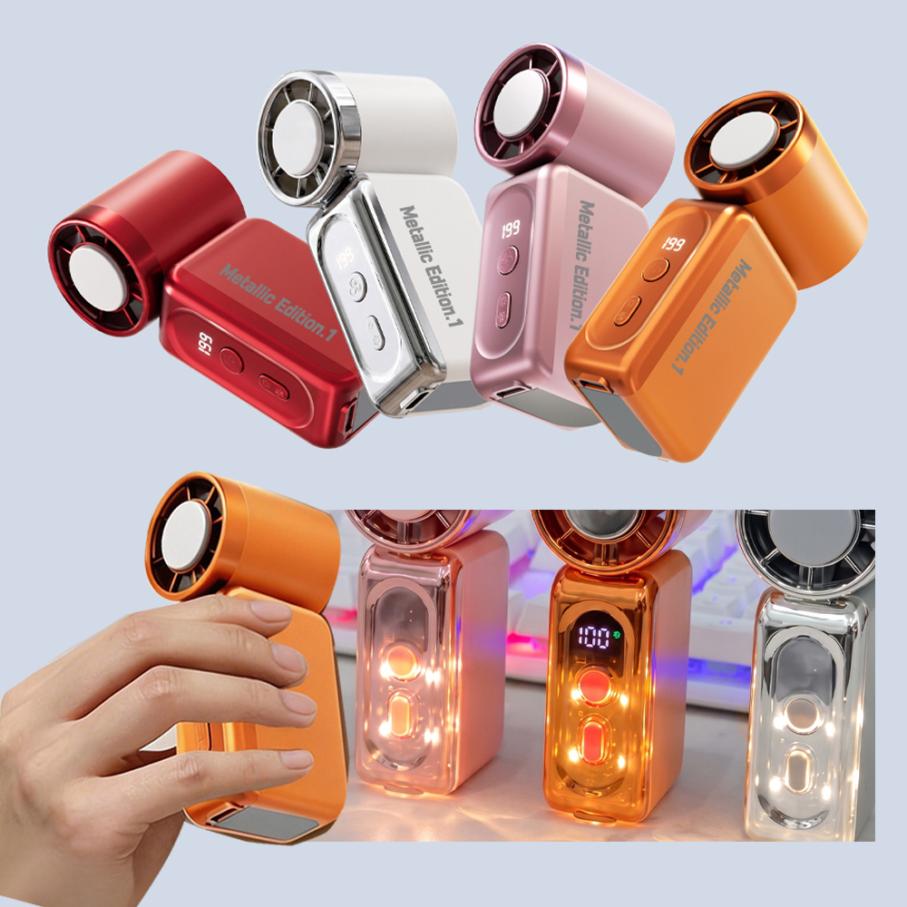 LED 메탈릭 에디션 쿨링팬 강풍 소형 휴대용선풍기 손선풍기 USB선풍기 쿨링 대표 이미지