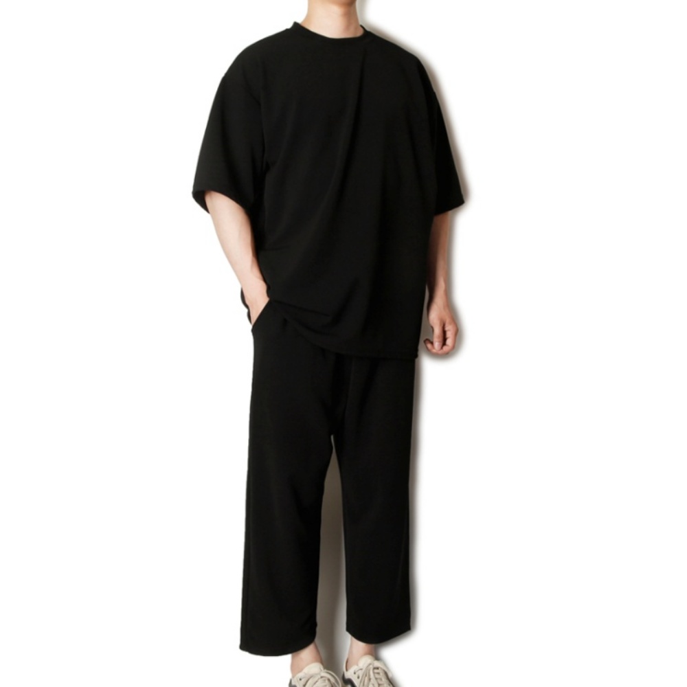 남성 캐주얼 반팔 셋업 편한 데일리 오버핏 바지 - 3컬러 대표 이미지