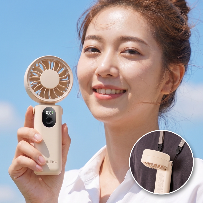 네코 휴대용 선풍기 폴더블 휴대용 탁상용 겸용 손풍기 넥선풍기 강력바람 이미지 1
