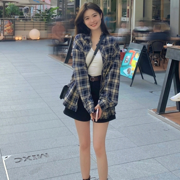 남친핏 빈티지 체크 오버핏 셔츠 HES-1010486 대표 이미지