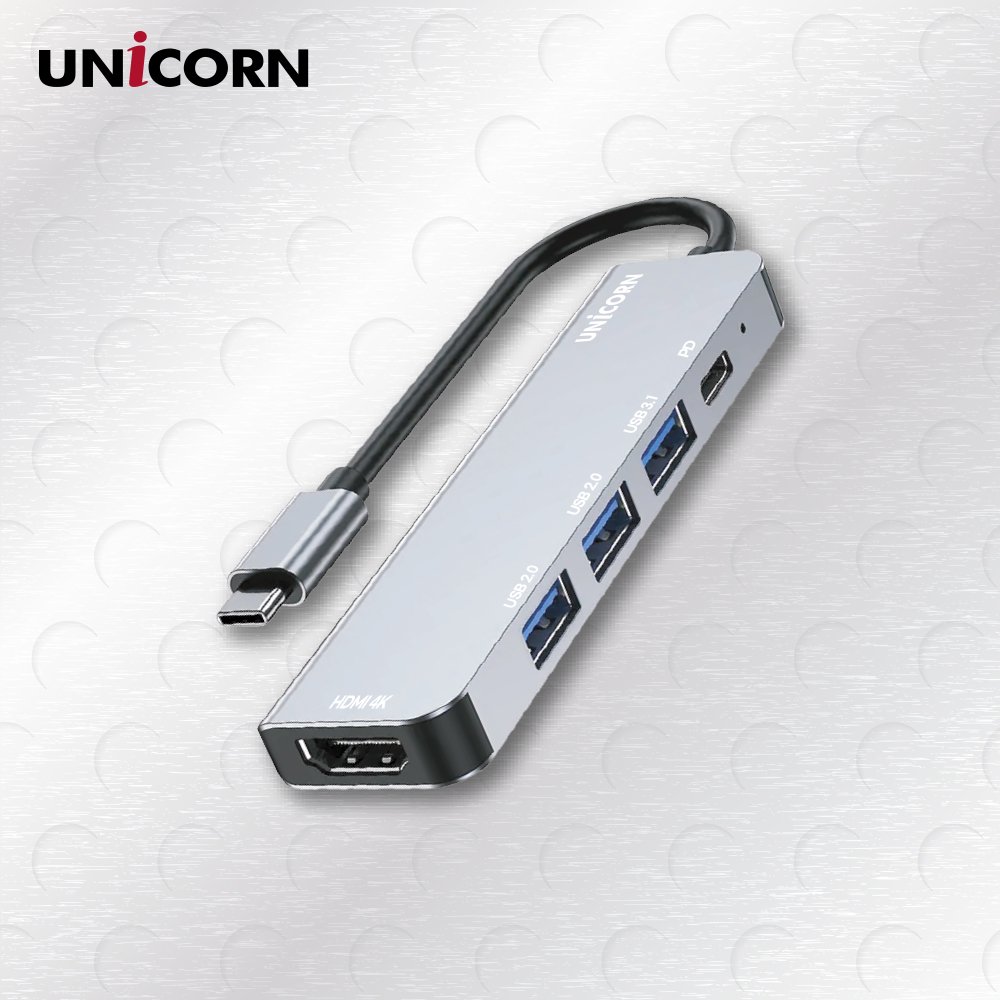 유니콘 5IN1 HDMI C타입 USB멀티허브 4포트허브 4K미러링 PD 87W충전 TCH-P20 이미지 3