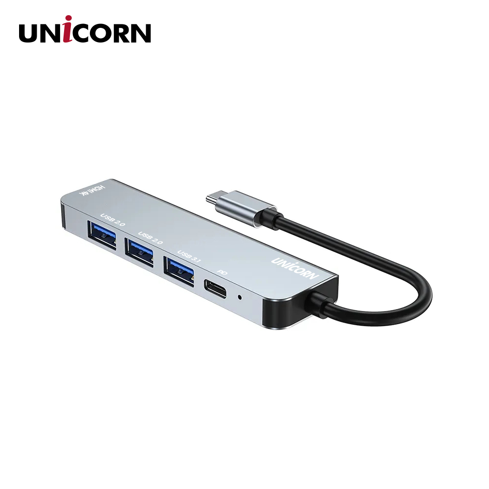 유니콘 5IN1 HDMI C타입 USB멀티허브 4포트허브 4K미러링 PD 87W충전 TCH-P20 이미지 4