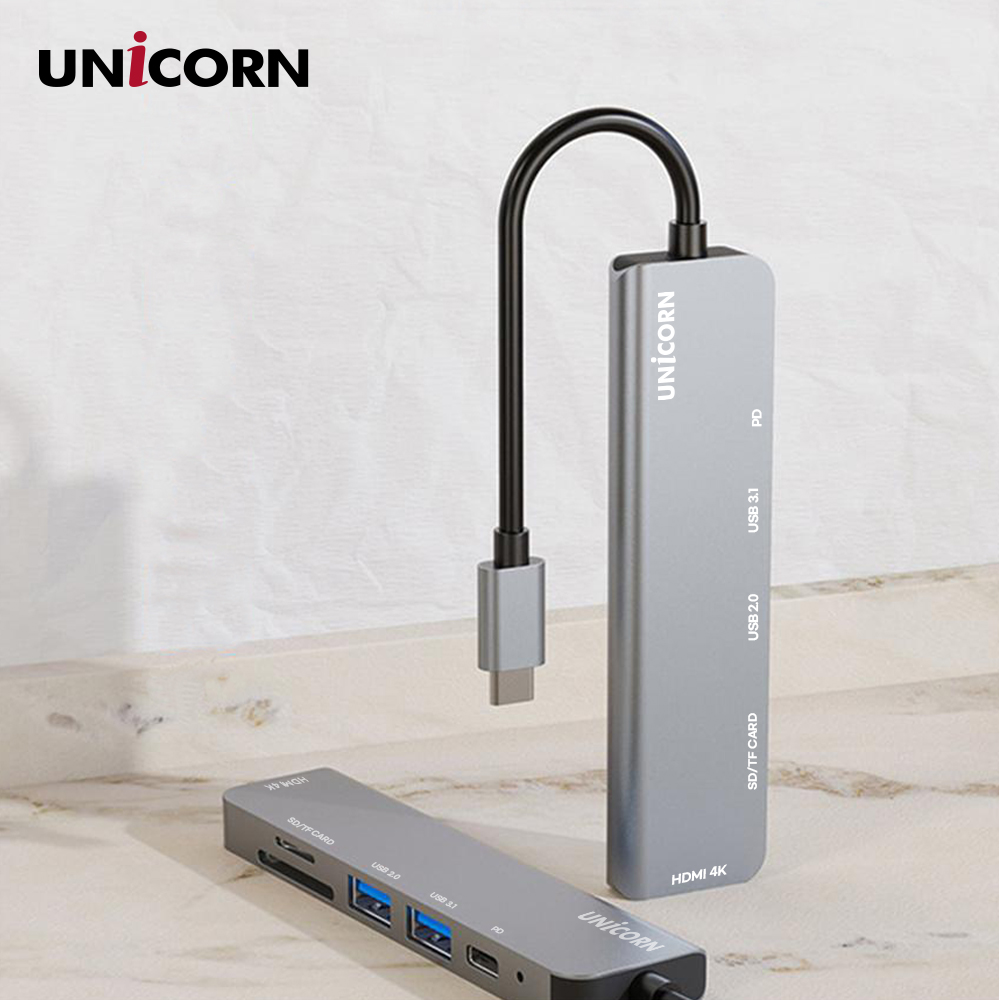유니콘 6IN1 HDMI USB멀티허브 SD/TF카드리더 PD 87W충전 4K미러링 TCH-P30 이미지 3
