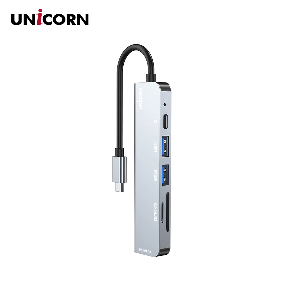 유니콘 6IN1 HDMI USB멀티허브 SD/TF카드리더 PD 87W충전 4K미러링 TCH-P30 이미지 1