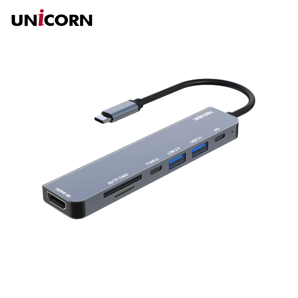 유니콘 7IN1 HDMI C타입 USB멀티허브 SD/TF카드리더 PD 87W충전 4K미러링 TCH-P40 이미지 1