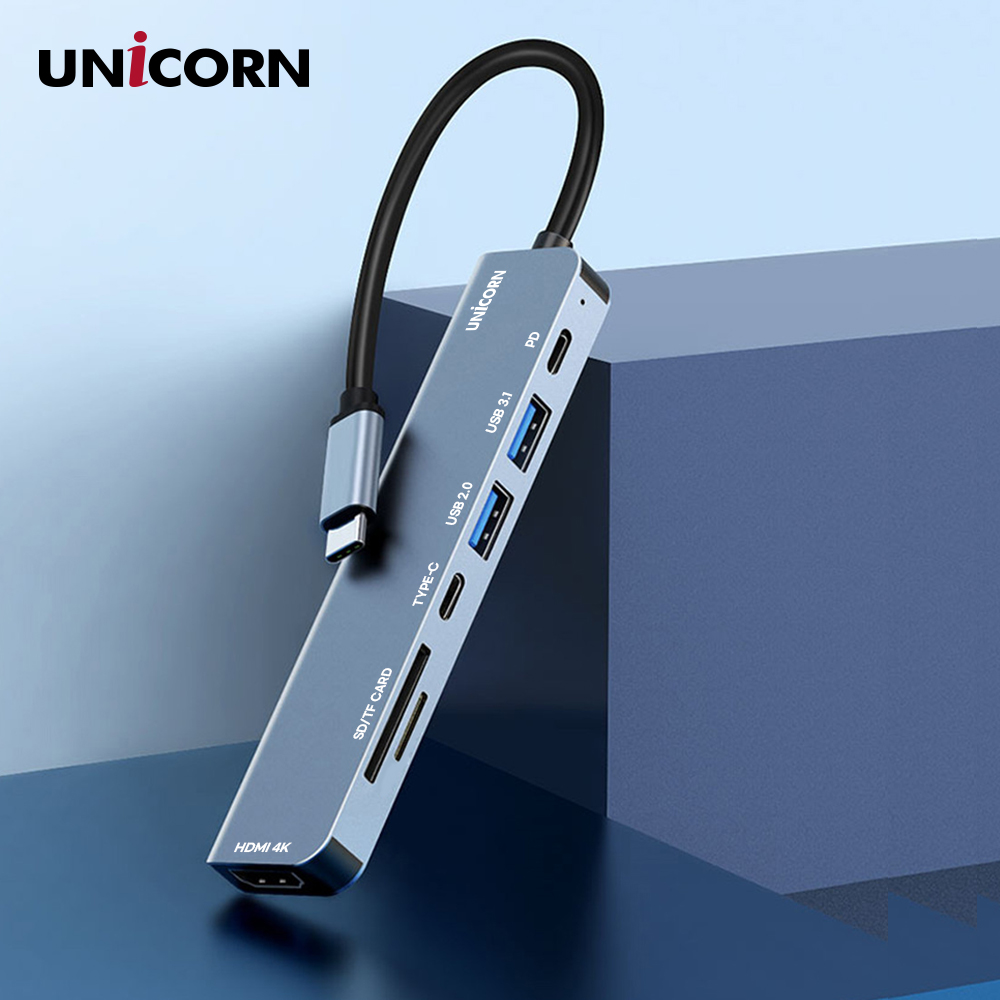 유니콘 7IN1 HDMI C타입 USB멀티허브 SD/TF카드리더 PD 87W충전 4K미러링 TCH-P40 이미지 3