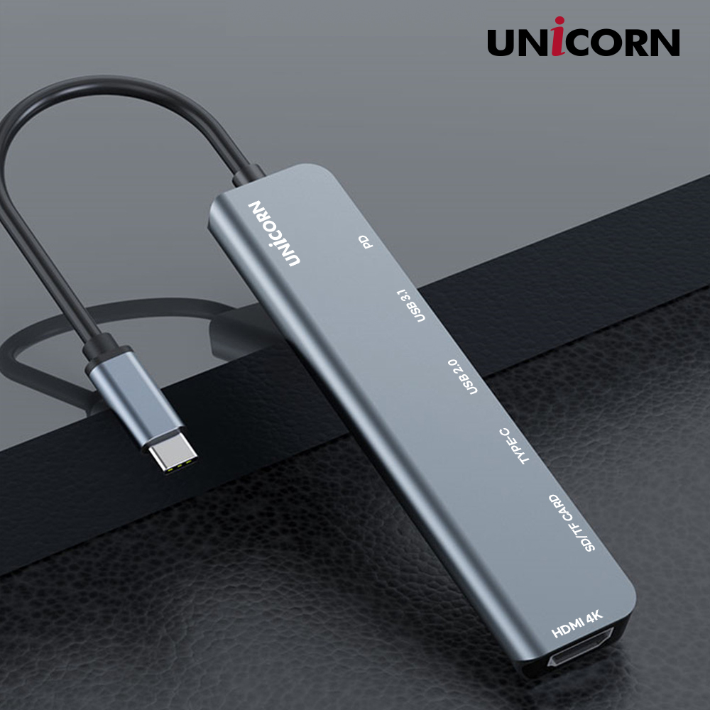 유니콘 7IN1 HDMI C타입 USB멀티허브 SD/TF카드리더 PD 87W충전 4K미러링 TCH-P40 이미지 4