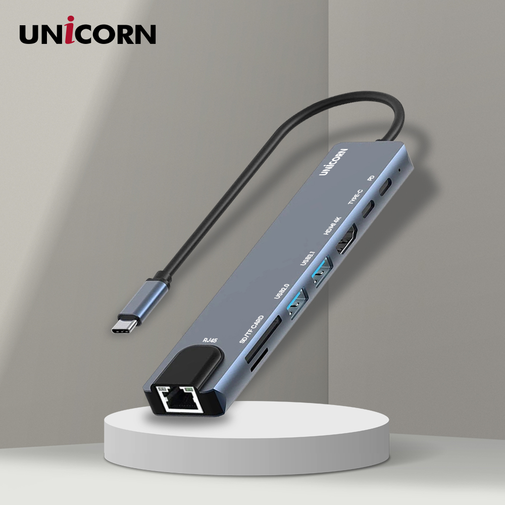 유니콘 8IN1 LAN포트 HDMI USB멀티허브 PD87W충전 4K미러링 TF SD카드리더 TCH-L60 이미지 4