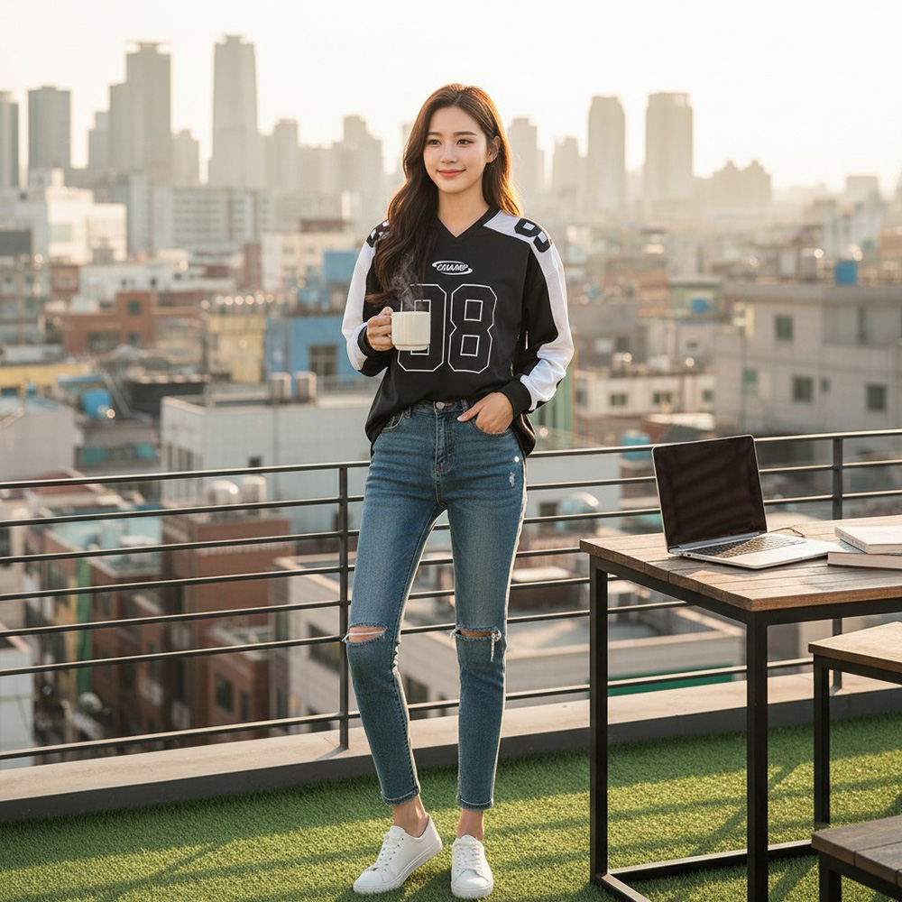 SD-260815 하키티 배색 남녀공용 빈챔프98 긴팔티 대표 이미지