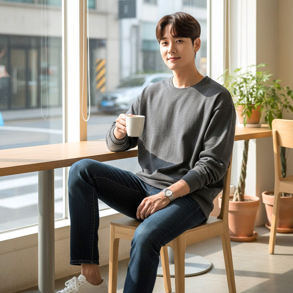 폴랜크 남자 베이직 스트링 리브드 긴팔티 SD-260816 대표 이미지