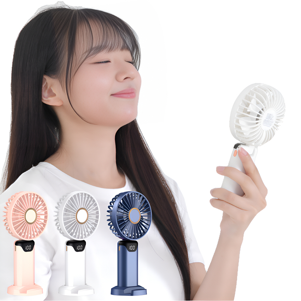 최신형 5단x5엽 강력 휴대용선풍기 LED 미니 손선풍기 대표 이미지