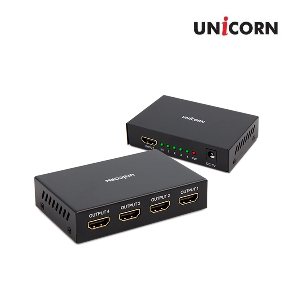 유니콘 4포트 HDMI분배기 4K UHD HDMI스플리터 ST-400HD 대표 이미지