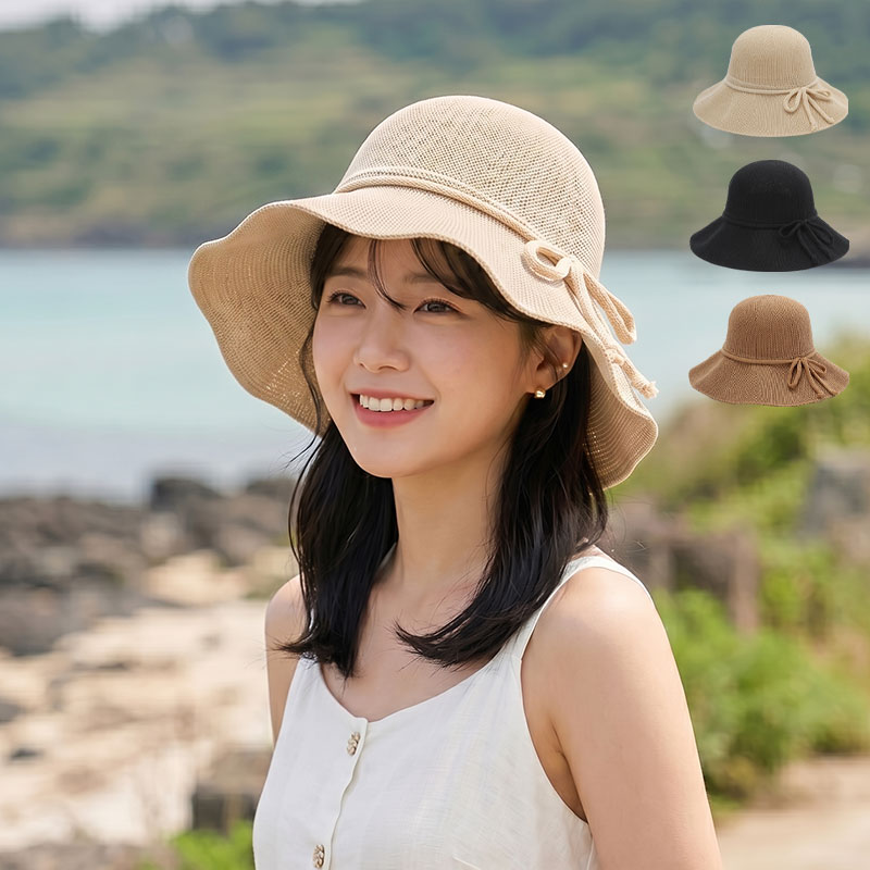 여성 러블리 리본 넓은 챙 끈 버킷햇 BM-402 대표 이미지