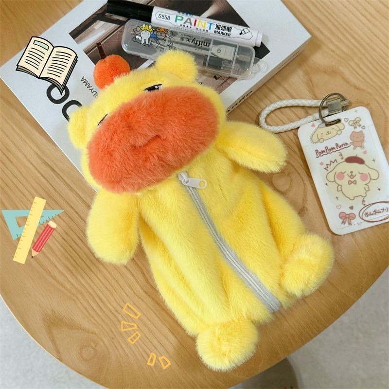 졸린 하마 필통 히포 하마 카피바라 인형 필통 대용량 파우치 귀여운 문구 이미지 4