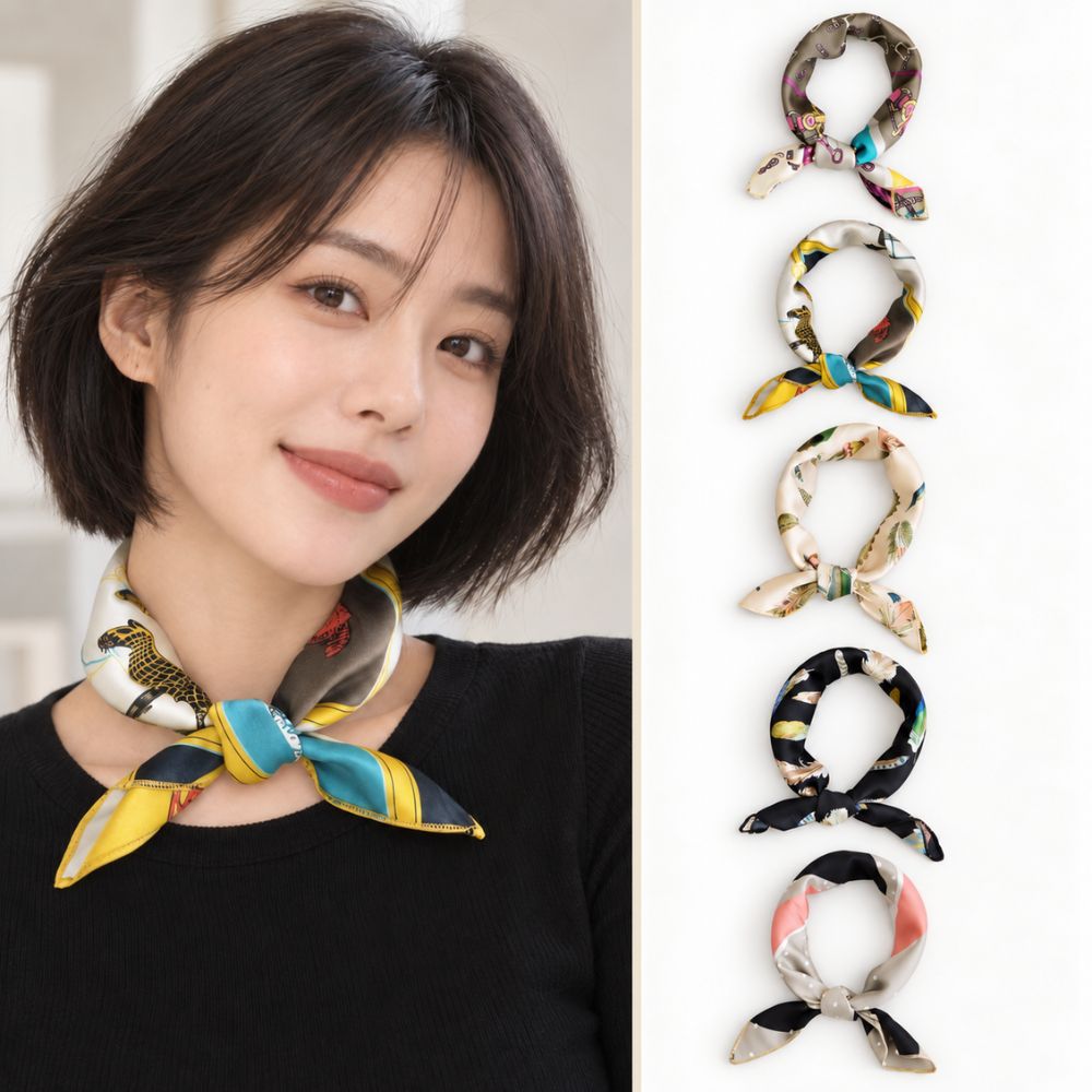 데일리 봄 가을 감성 패턴 쁘띠 사각 스카프 SQ-1011040 대표 이미지