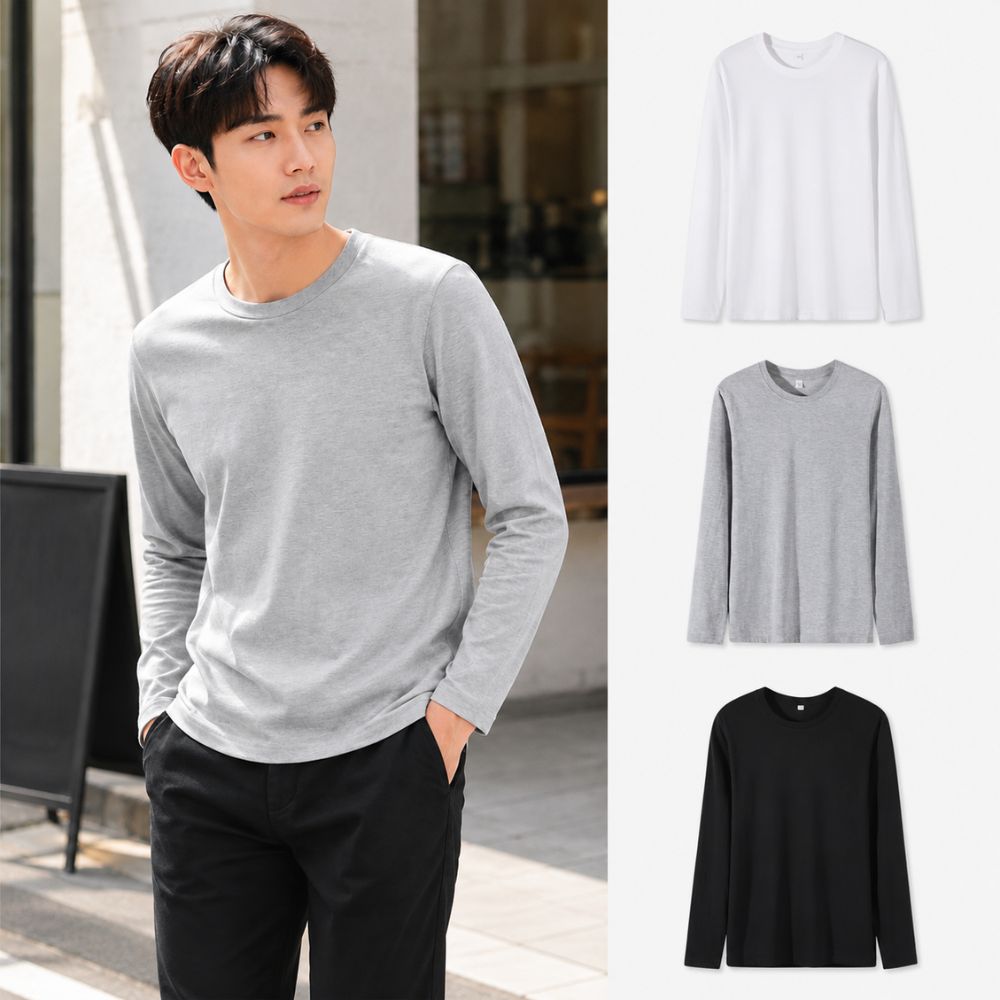 남성 라운드넥 무지 긴팔 티셔츠 이너티 SQ-1011037 대표 이미지