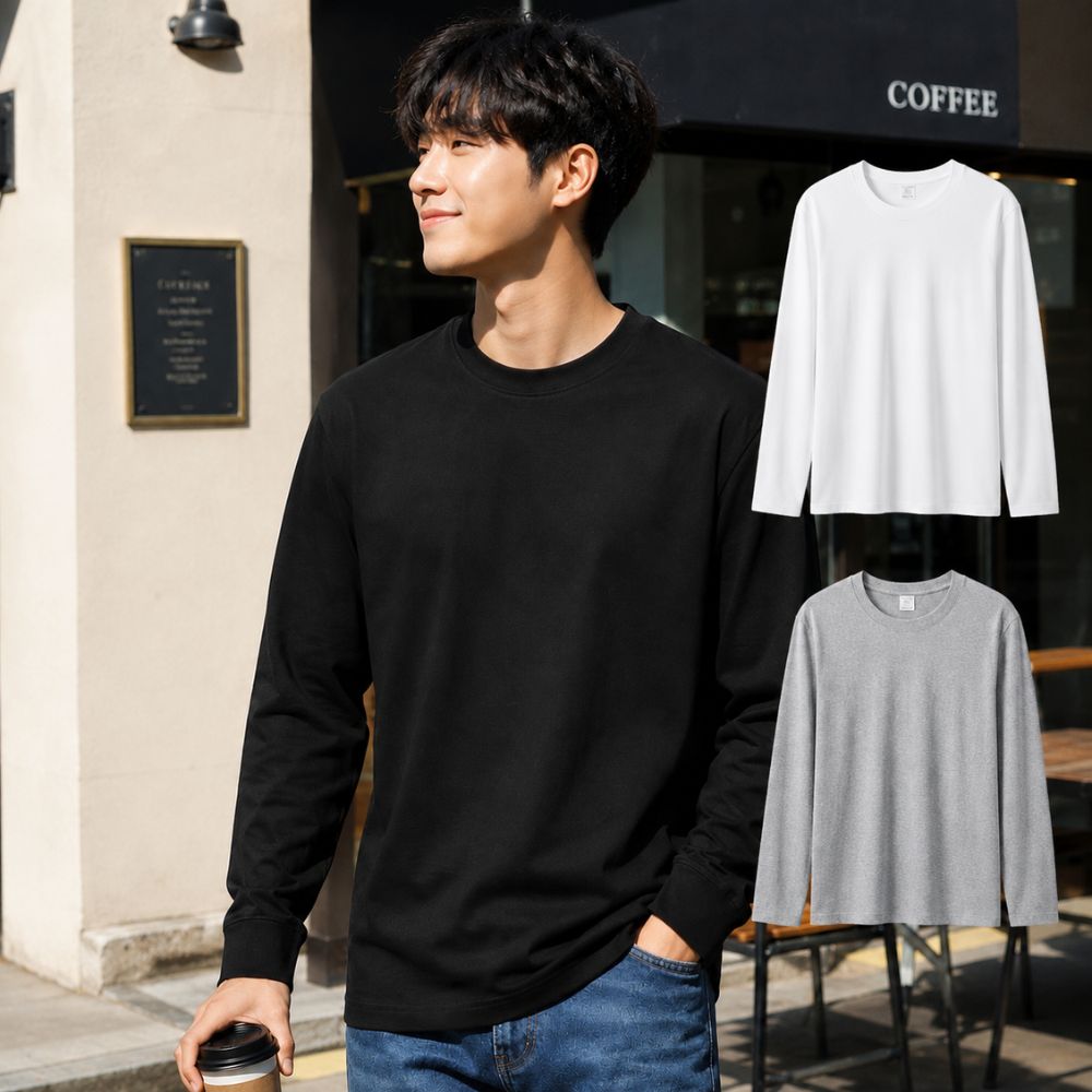 남성 무지 베이직 긴팔티 라운드넥 데일리 이너티 SQ-1011038 대표 이미지