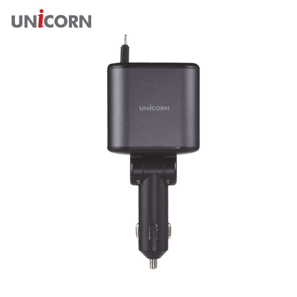 [유니콘] 4IN1 릴타입 시거잭 차량용 멀티 고속충전기 4대충전 LED 화면 CP-500D 이미지 2