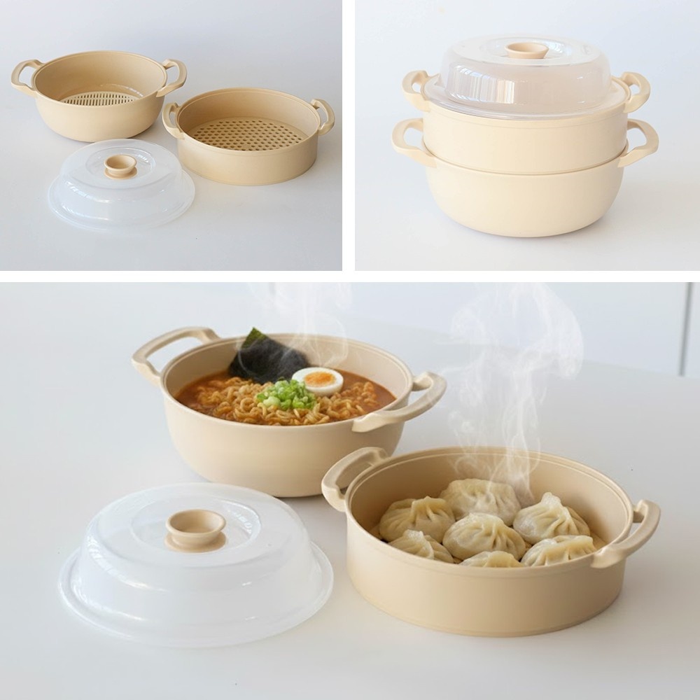 티본 쿡앤밥찜기2p세트 (중형찜기+스팀찜기1단) 전자레인지찜기 대표 이미지