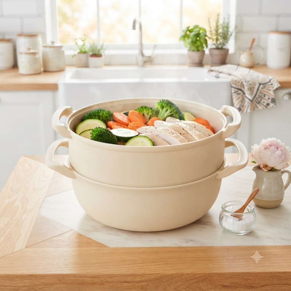 티본 쿡앤밥찜기2p세트 (중형찜기+스팀찜기1단) 전자레인지찜기 이미지 2