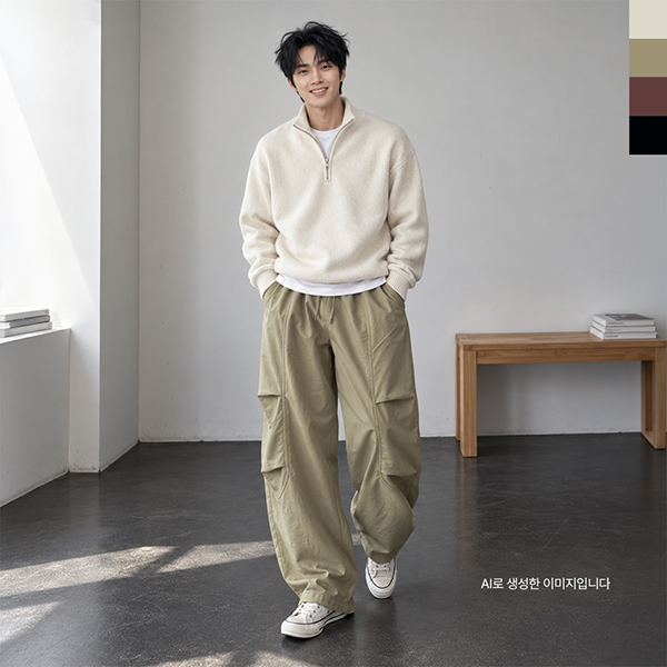 벌룬 트렌디 남성 와이드 투턱 팬츠 DJJ-3005M 대표 이미지