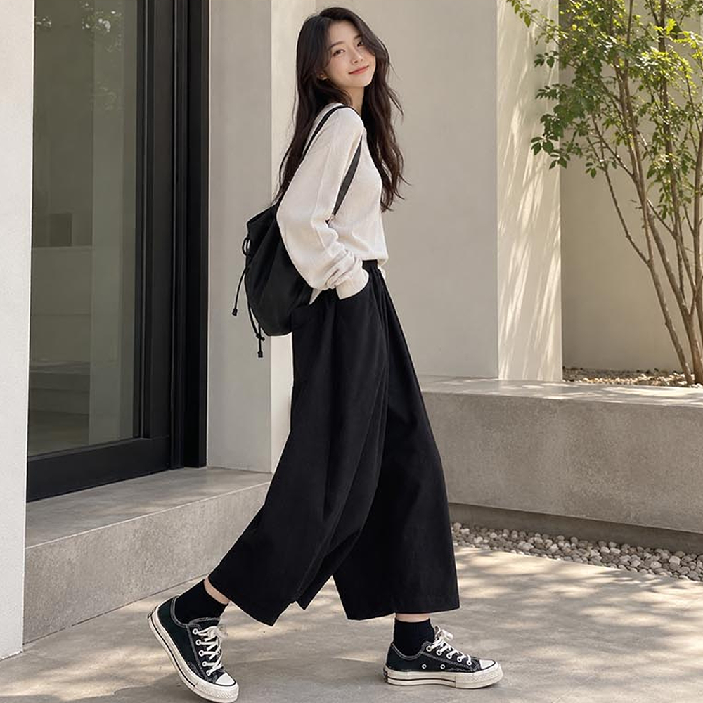 캐럿핏팬츠 와이드 허리밴딩 베이직 데일리 코디 바지 대표 이미지