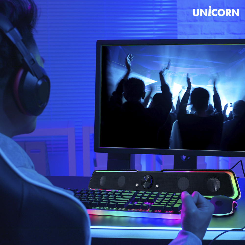 유니콘2세대 레인보우 RGB LED 게이밍 USB 2채널 컴퓨터 PC사운드바 스피커 SB-M9 이미지 4