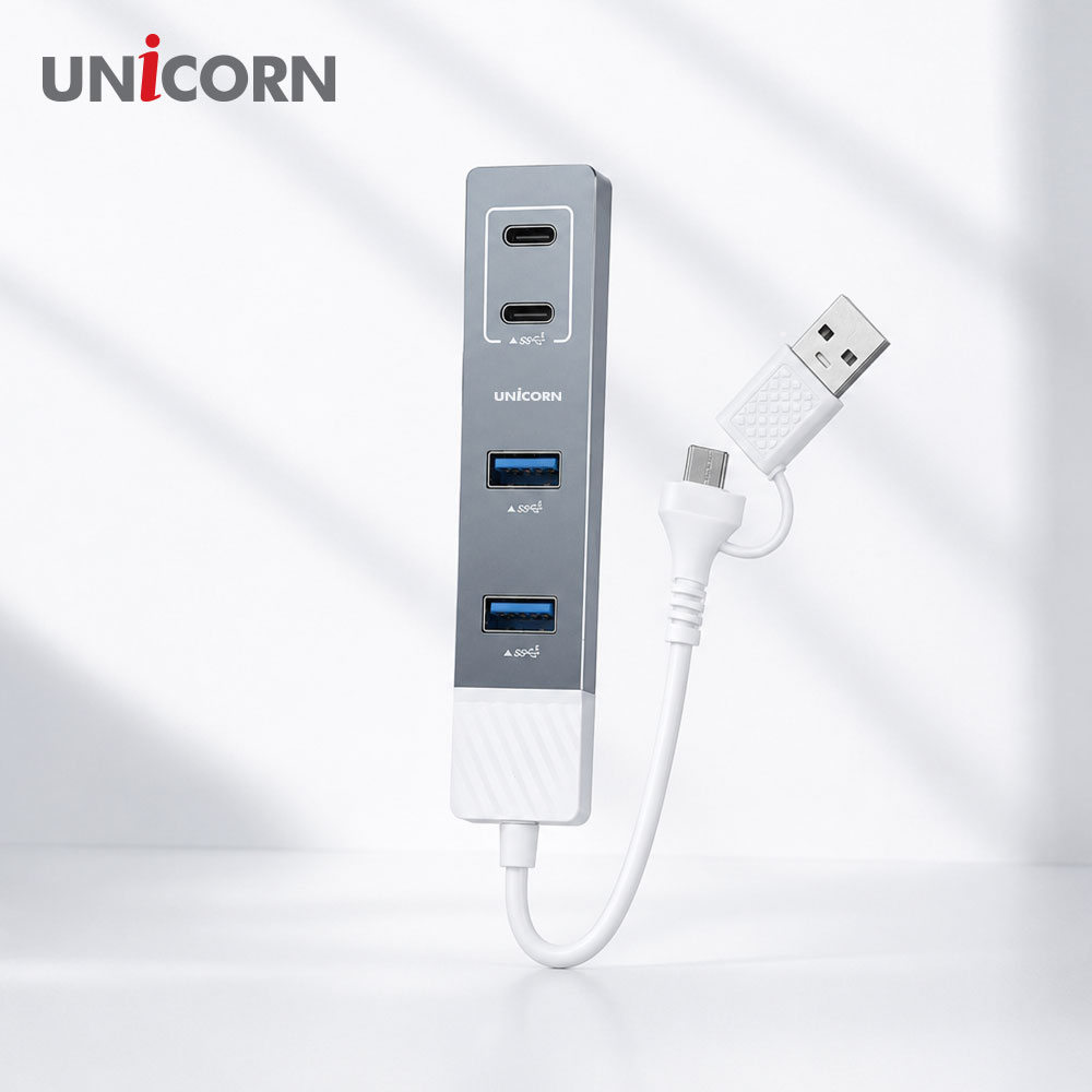 [유니콘] USB3.2 Gen1 4포트 USB멀티허브(A포트2개+C포트2개) A+C듀얼커넥터 LH-40AC 이미지 3