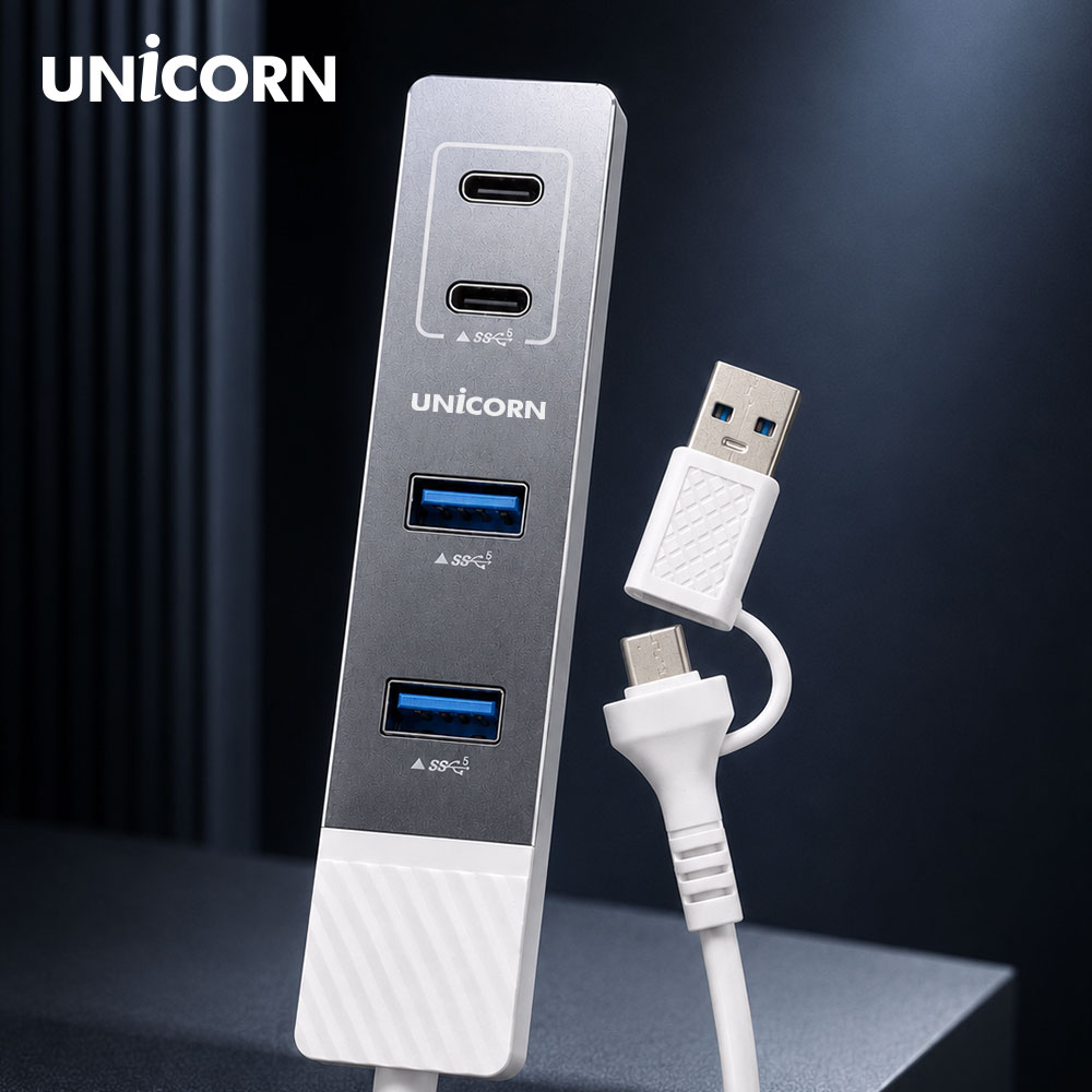 [유니콘] USB3.2 Gen1 4포트 USB멀티허브(A포트2개+C포트2개) A+C듀얼커넥터 LH-40AC 이미지 4